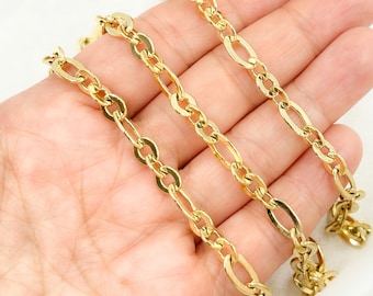 Gold Plated Sterling Silver Oval Link Chain, Unfinished Bulk Chain by Foot. V61GP