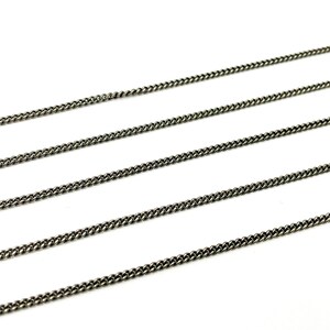 1FT 2mm 925 Oxidized Silver Curb Chain, Real Cuban Link Chan, Cuban Chain by Foot, Unfinished Miami Curb Link Men Necklace Chain. X17OX