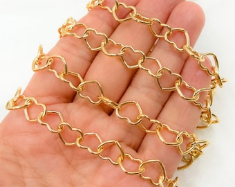 Collana a maglie a cuore in oro 14 carati, 10 x 8 mm, venduta al metro. 1408GF