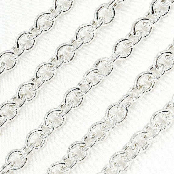 925 Sterling Silver Oval Cable Chain, Jewelry Making Supplies