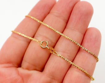 Solid Yellow Gold Diamond Cut Chain, 14k Solid Gold Necklace, Wholesale Gold 16",18", 20" & 22" Necklaces, Genuine Gold Chain. 021RNBFR0