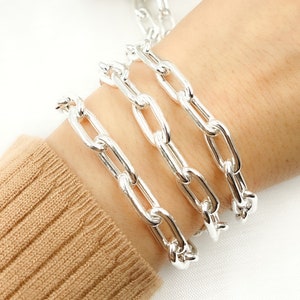 1FT 15x7mm Sterling Silver Chain by Foot, Unfinished Bulky Chain, Large Oval Hollow Link Chain Wholesale, 925 Silver Chunky Chain. V176SS