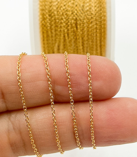 1FT 1.4x1.2mm 14k Gold Filled Chain by Foot, Cut to Size Cable