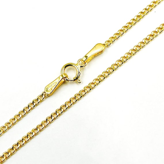 14K Solid Gold Flat Curb Necklace. Thickness 2mm. Cuban Link Real