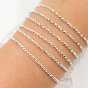 1 FT 2mm 925 Sterling Silver Box Chain, Square Link Unfinished Chain by Foot, Tiny Box Necklace Chain, Dainty Tiny Link Chain. 520SS