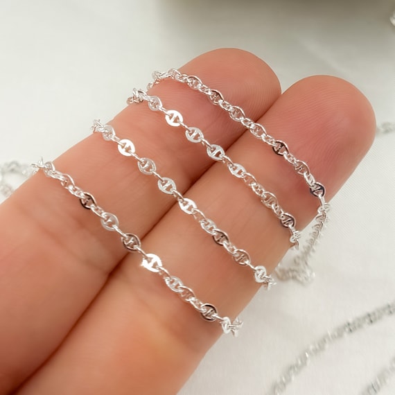 2.5x1.5mm 925 Sterling Silver Mariner Chain, Unfinished Silver
