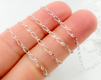 925 Sterling Silver Long and Short Link Chain, Permanent Jewelry. V237SS