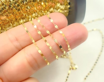 14Kソリッドゴールド マリナーリンクチェーン、ミニマリストフラットマリーナチェーン。025FV10byFt