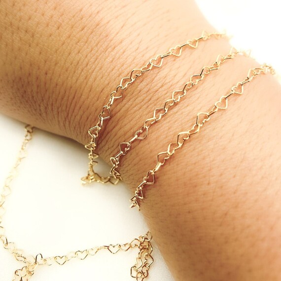 Permanent Jewelry 14K Goldfill Chain Bracelet - Heart Link