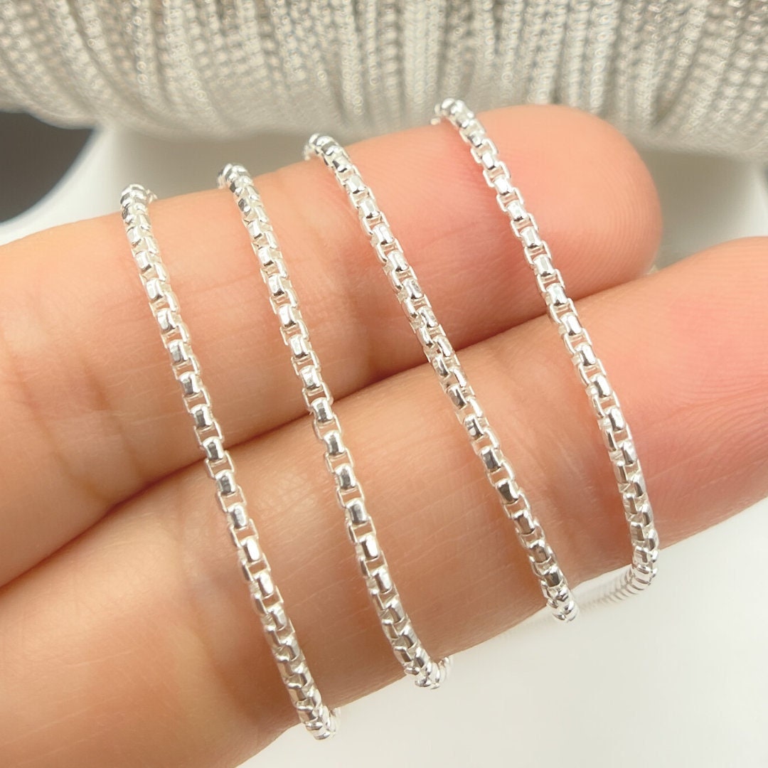 1FT 1.6mm,925 Sterling Silver Box Chain, Sterling Silver Chain, Made in Italy, Box Silver Chain
