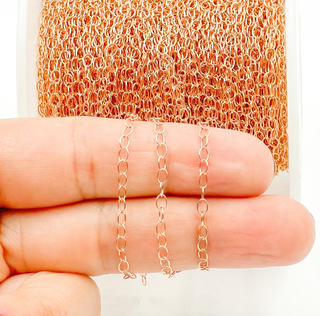 1FT 2.2x3.5mm 14k Rose Gold Filled Chain Foot,unfinished Cable Chain