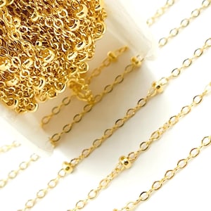 14K Gold Filled Ball Satellite Chain. Ball Size 2x3 mm. Wholesale Bulk Gold Filled Chain Necklace, Gold Cable Necklace. 1381GF