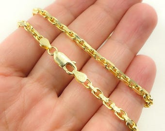 14K Solid Yellow Gold Diamond Cut Box Chain Necklace. 120R04CLH4