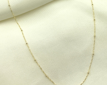 Halsband med satellitkedja i 14 karat massivt guld, elegant pärlhalsband. 020GBLSIS4