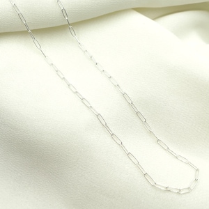 925 Sterling Silver Paperclip Finished Necklace. Link 5x2mm. Rectangle Link chain 16 & 18 inch Length. Silver Necklace. 1606Necklace