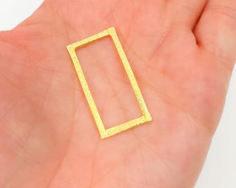 Förgylld 925 silver rektangulär kontakt, smyckestillbehör (30 x 15 mm)