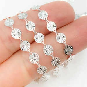 6x5mm  925 Sterling Silver Diamond Cut Circle Link Chain, Permanent Jewelry, Jewels and Chains, Circle Silver Chain, Disc Chain. X34SS