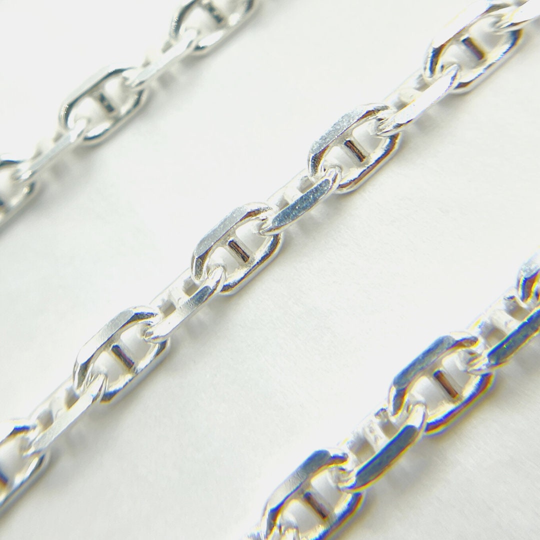 1FT 5x3mm 925 Sterling Silver Marina Chain by Foot. Unfinished Bracelet