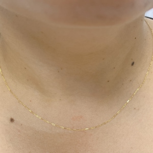 Halsband i 14K massivt gult guld med gem, rektangulär länkkedja i äkta guld, unisex lager-på-lager-halsband, trendiga smycken för vardagsbruk. 027FVBFVT5 bild 5