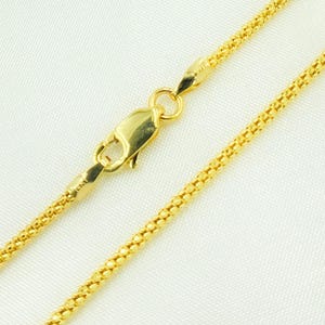 Cadena tipo palomitas de maíz de oro amarillo macizo de 14k, collar unisex para combinar con otros collares. 180KORD imagen 4