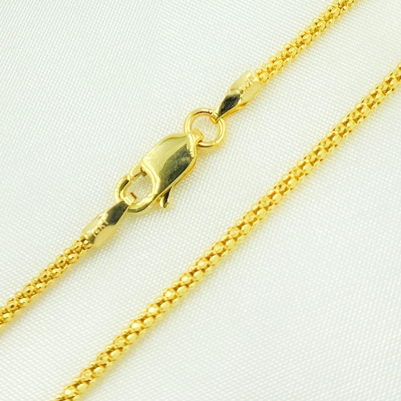 Cadena tipo palomitas de maíz de oro amarillo macizo de 14k, collar unisex para combinar con otros collares. 180KORD imagen 4