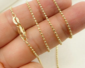 14K Solid Yellow Gold Diamond Cut Ball Chain Necklace. 120CP8L