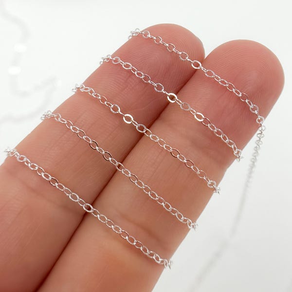 2x1.6mm 925 Silver Soldered Link Chain by Foot,Unfinished Tiny Cable Necklace,Oval Link Sterling Silver Chain Wholesale. 1020FSS