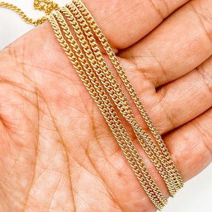 1FT 2mm 14k Gold Filled Tiny Curb Chain Bulk 14k Gold Filled