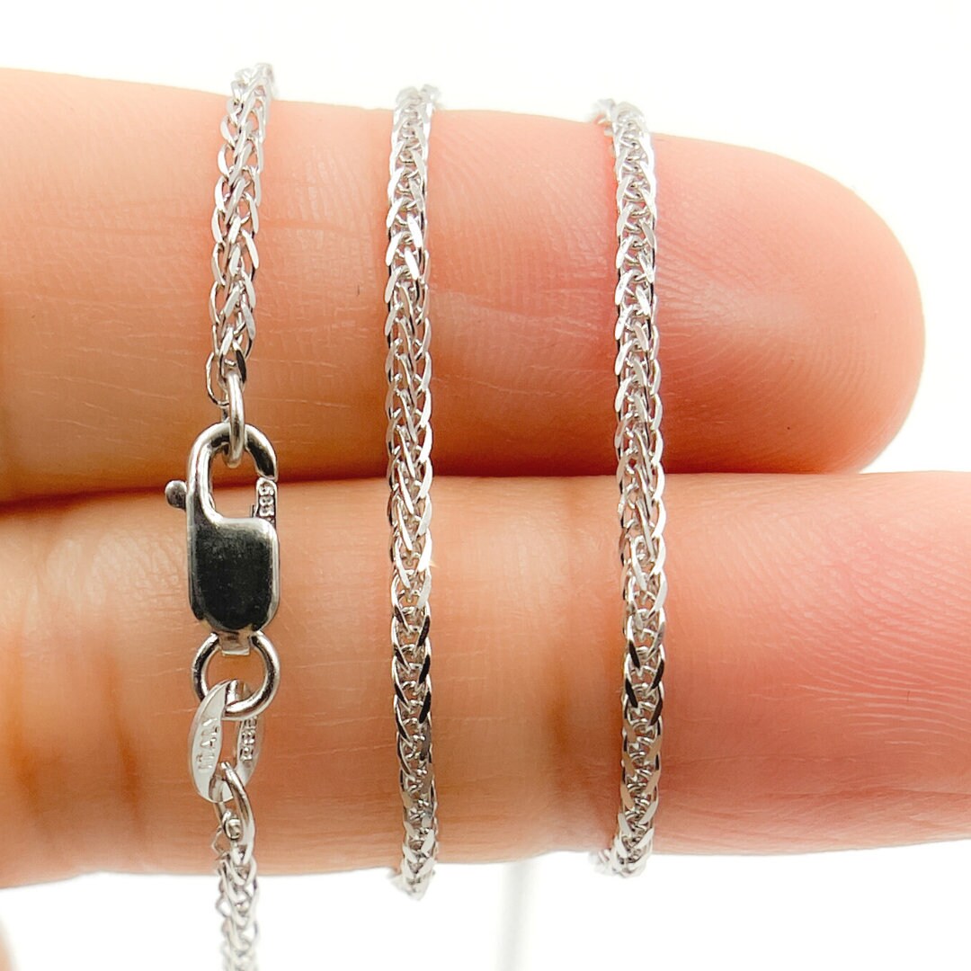 Wheat chain necklace white gold deals
