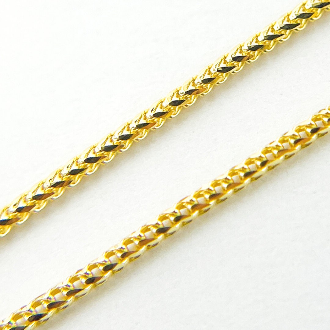 14K Solid Gold Wheat Chain, Dainty Necklace, Pendant Chain