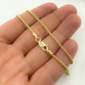 Cadena tipo palomitas de maíz de oro amarillo macizo de 14k, collar unisex para combinar con otros collares. 180KORD imagen 1