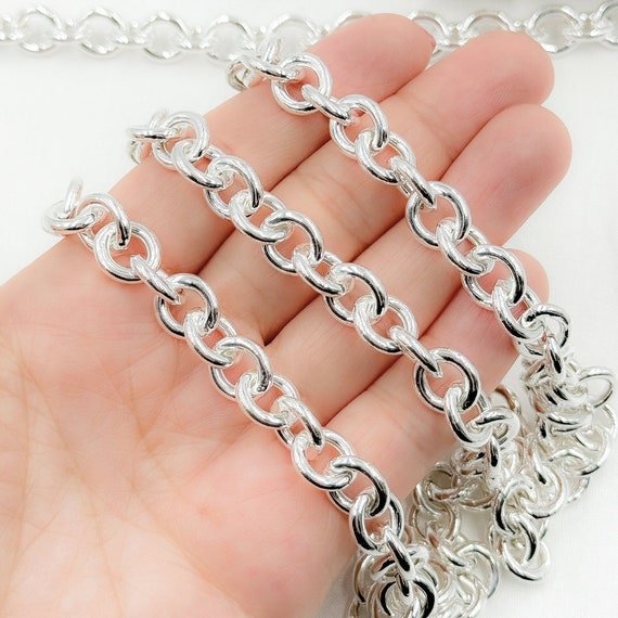 925 Sterling Silver Oval Cable Chain, Jewelry Making Supplies