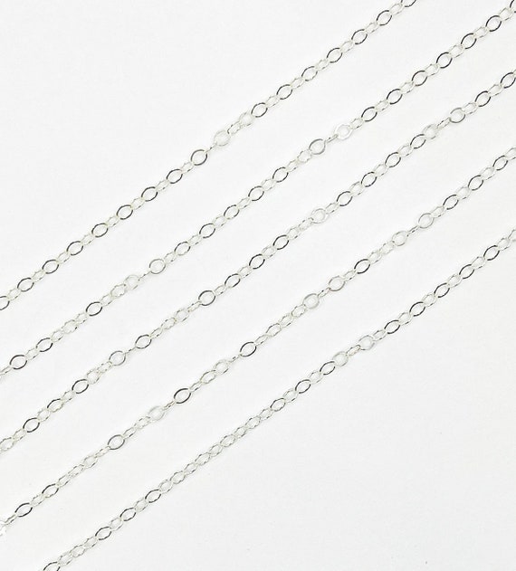 925 Sterling Silver Chain by the Yard- 1.7mm Cable Chain - Thin