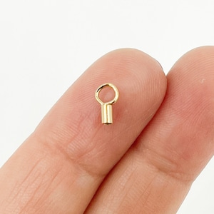 1.4mm 14k Gold Filled Cord End Cap, End Caps Clasps, Crimp Endcap with Closed Ring, Gold Findings Supply. 400078