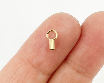 1.4mm 14k Gold Filled Cord End Cap, End Caps Clasps, Crimp Endcap with Closed Ring, Gold Findings Supply. 400078