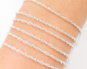 925 Sterling Silver 2mm Rope Chain by the Foot. 015RSS