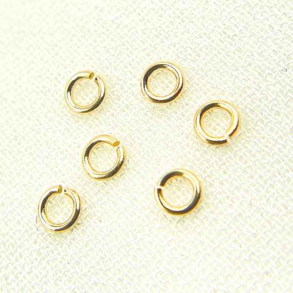 6mm OD 4.25mm ID SOLID 14k White Gold 20ga gauge OPEN Jump Ring USA MADE