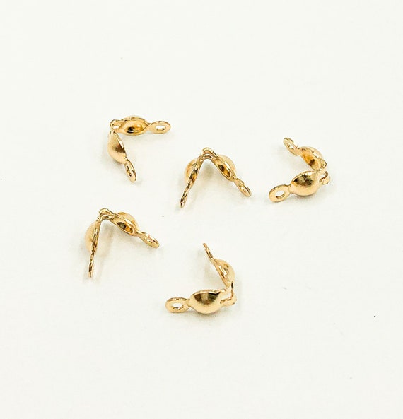 14k Gold Filled Clamshell Bead Connector, Knot Cover Jewelry Making Components. 4001181