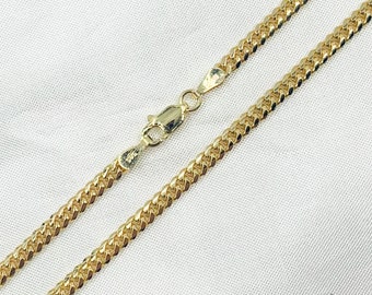 14Kソリッドイエローゴールドフラットカーブチェーン、ユニセックスレイヤリングネックレス。080R04GGA3