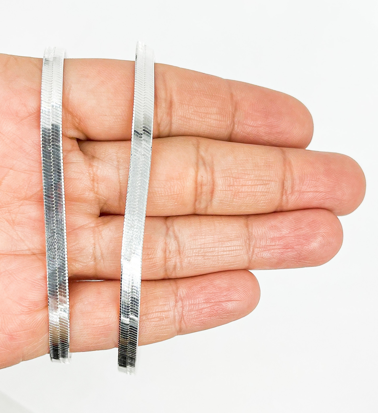 Herringbone Snake Chain Necklace 925 Sterling Silver Flat Etsy