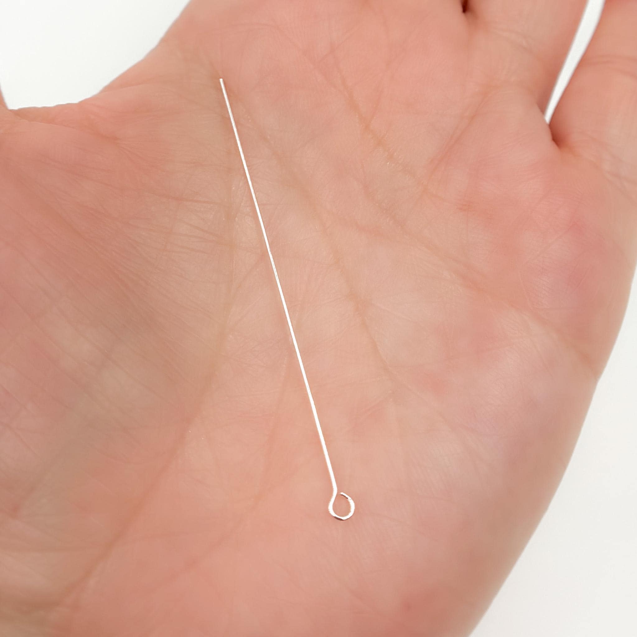 2" 24ga 925 Sterling Silver Eye Headpin, Wholesale Findings Supply for DIY Jewelry Making. 320D2.00