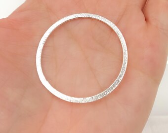 35mm 925 Sterling Silver Circle Connector, Wholesale Findings for DIY Jewelry Making. BS6SS