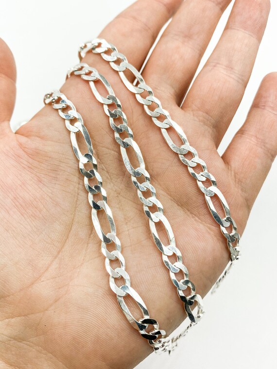 1 FT 6mm 925 Silver Figaro Chain Bulky 