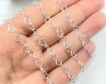 Sterling Silver Heart Link Chain, 5x4mm, Jewelry Making, Sold by Foot. Y113SS