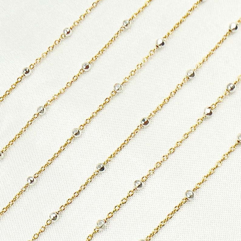 14k Gold Filled with 925 Sterling Silver Beads Satellite Chain, Satellite Chain, Bead Chain, Gold Filled Chain, Permanent Jewelry. 32SM11186 image 2