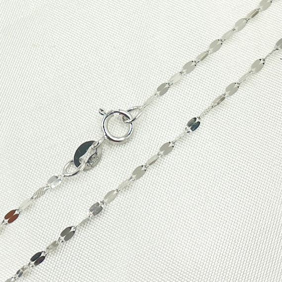 Solid White Gold Marina Chain, 14k Gold Flat Marina Chain Necklace 