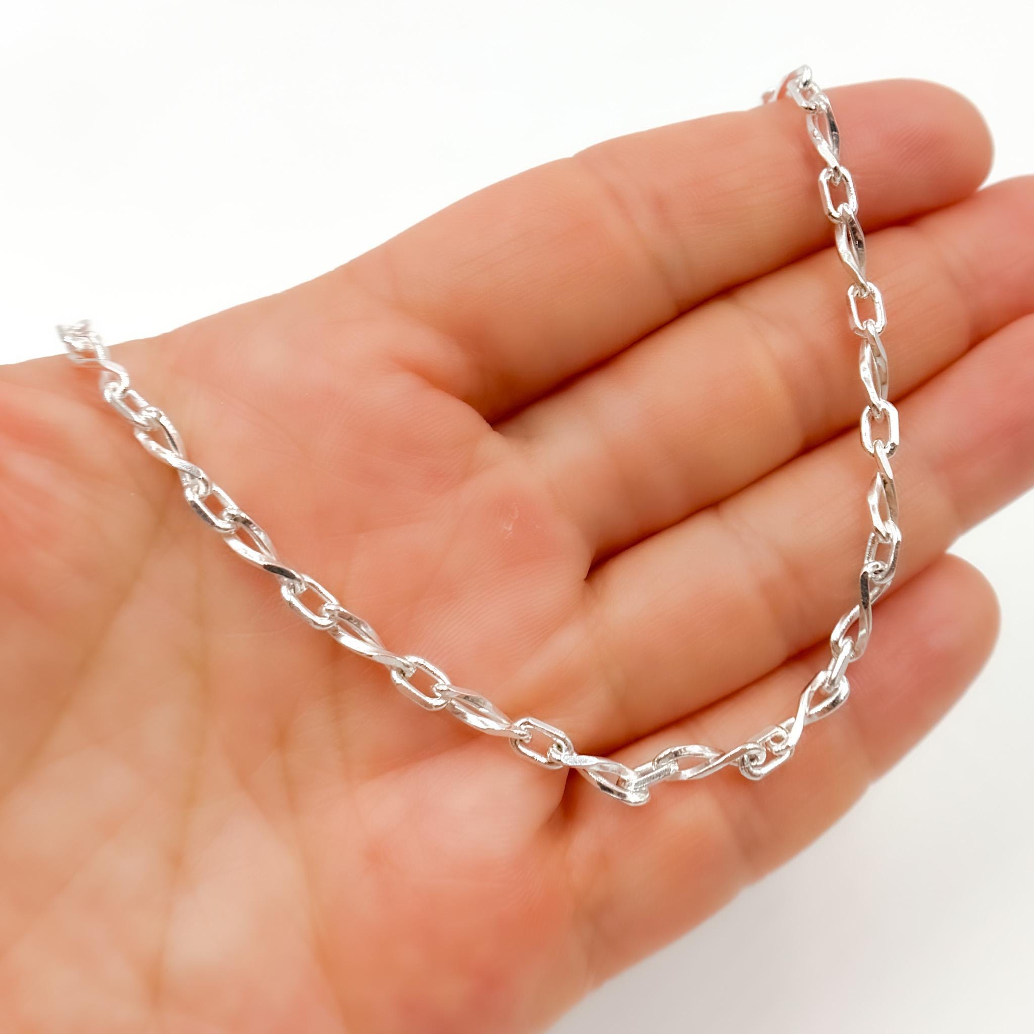 ★SENTIMENTS★ NO.583 [SILVER] CLIP RING NECKLACE 925 Sterling Silver Infinity Necklace. Link Size: 9x3mm