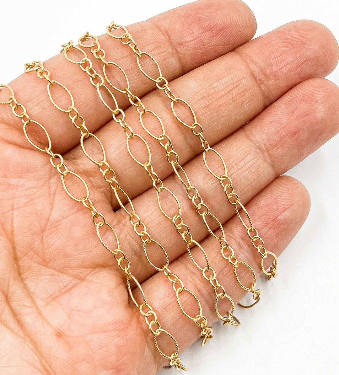 1FT 7x4 & 3x2mm 14k Gold Filled Twisted Oval Chain Bulk,twisted Small