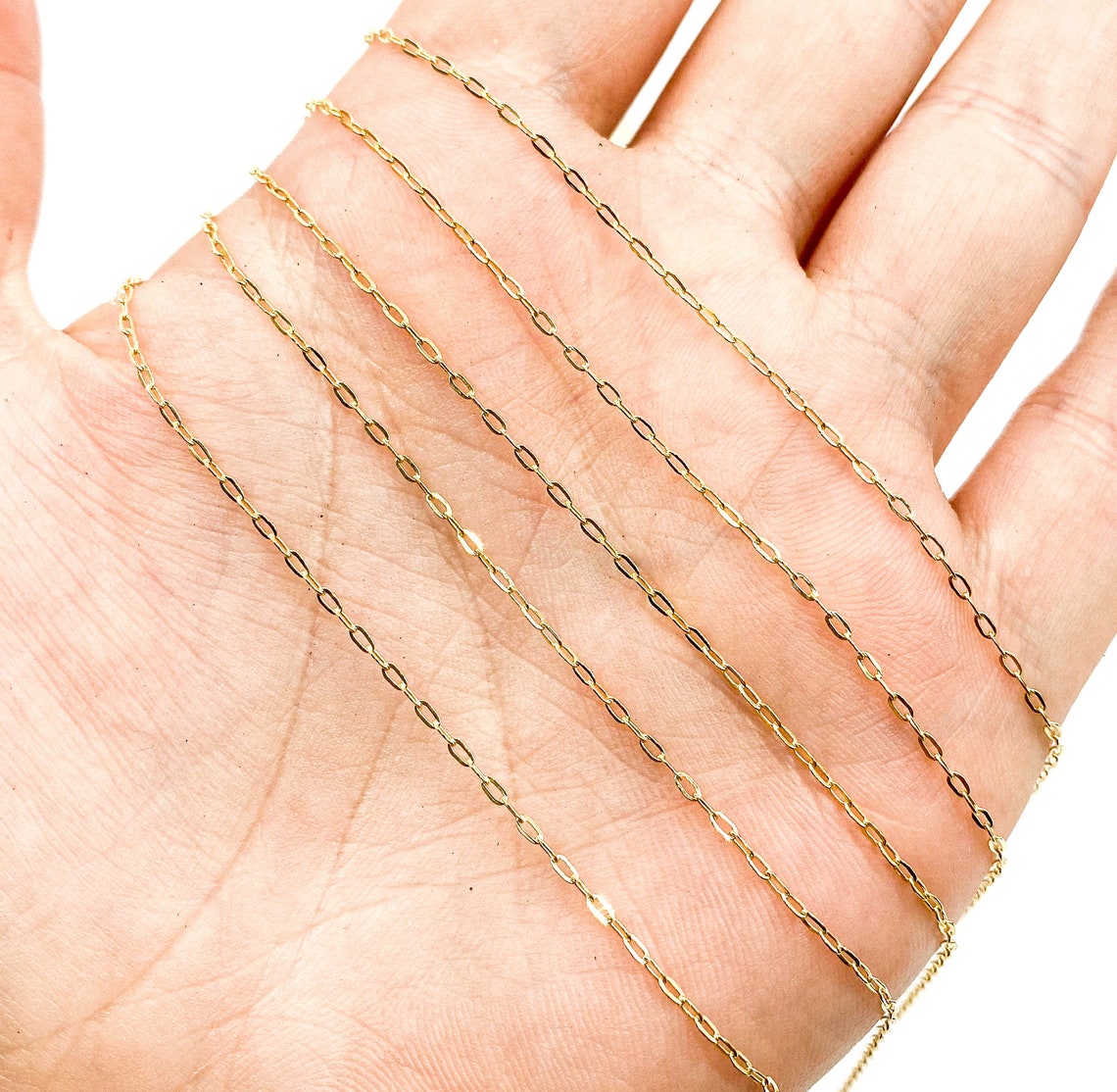 1FT 2.3x1.2mm 14k gold filled chain by foot unfinished flat Etsy