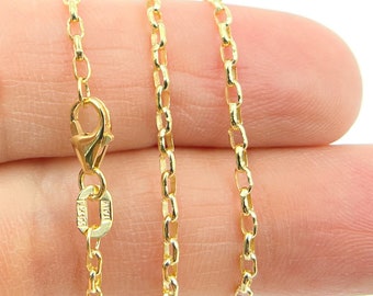 14K Solid Gold Cable Necklace, Jewelry for Everyday Wear, Unisex Layering Gold Chain. 17OBL0T70